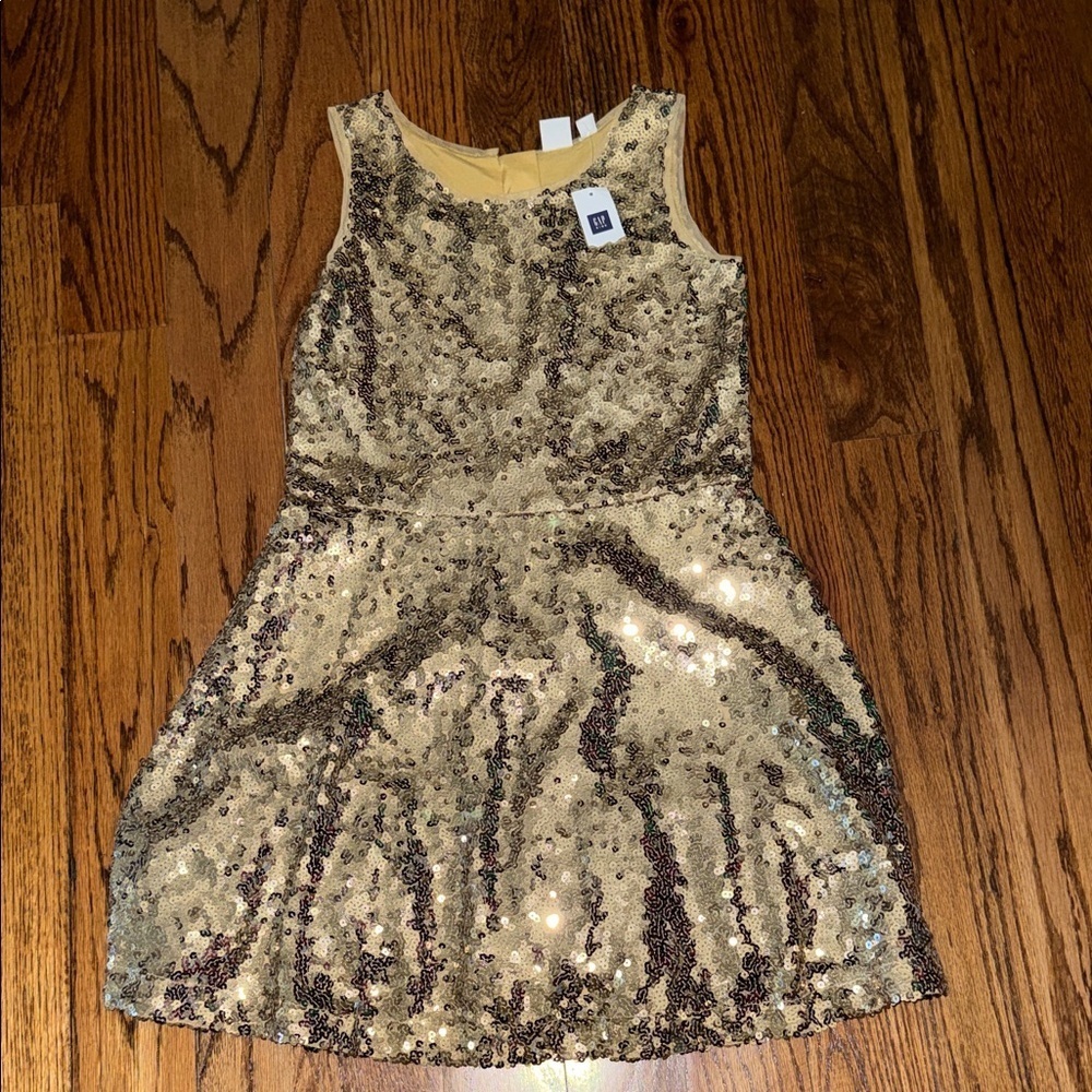 Gap kids girls gold sequin dress size large (10) NWT